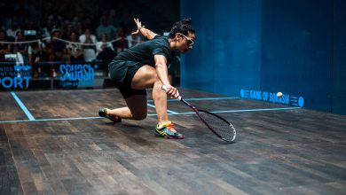 Egypt's Kenzy Ayman in action on the PSA World Tour