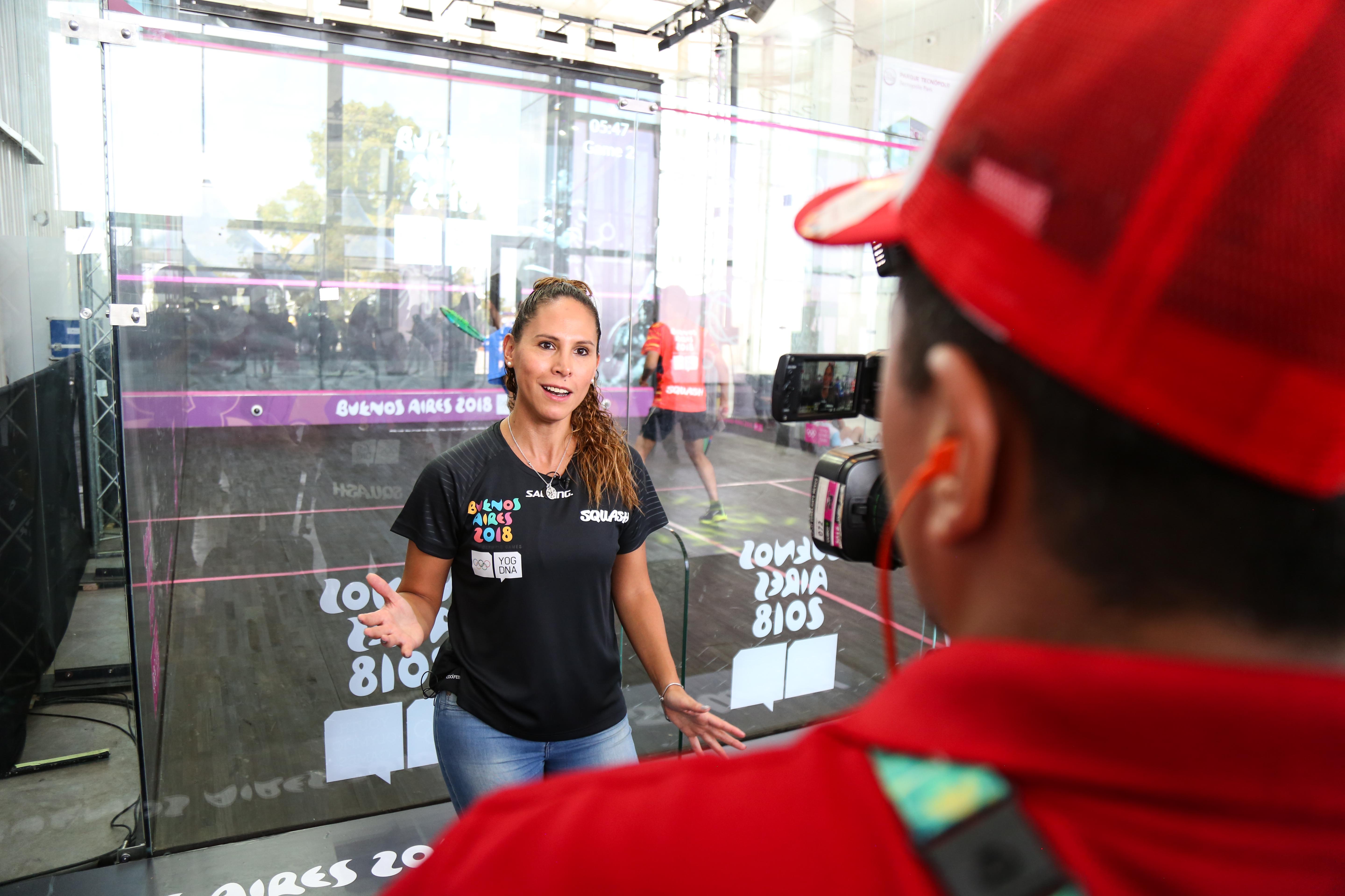 Samantha Teran speaks to the media during the 2018 Buenos Aires Youth Olympic Games